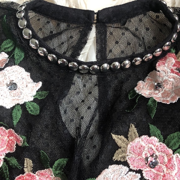 TOPSHOP Women's Floral Lace Top US 2 - Picture 5 of 8
